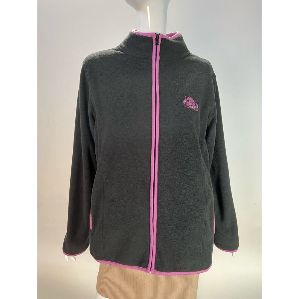 Cruisewear & Company Womens Fleece Jacket Black Full Zip Pockets Embroidered L